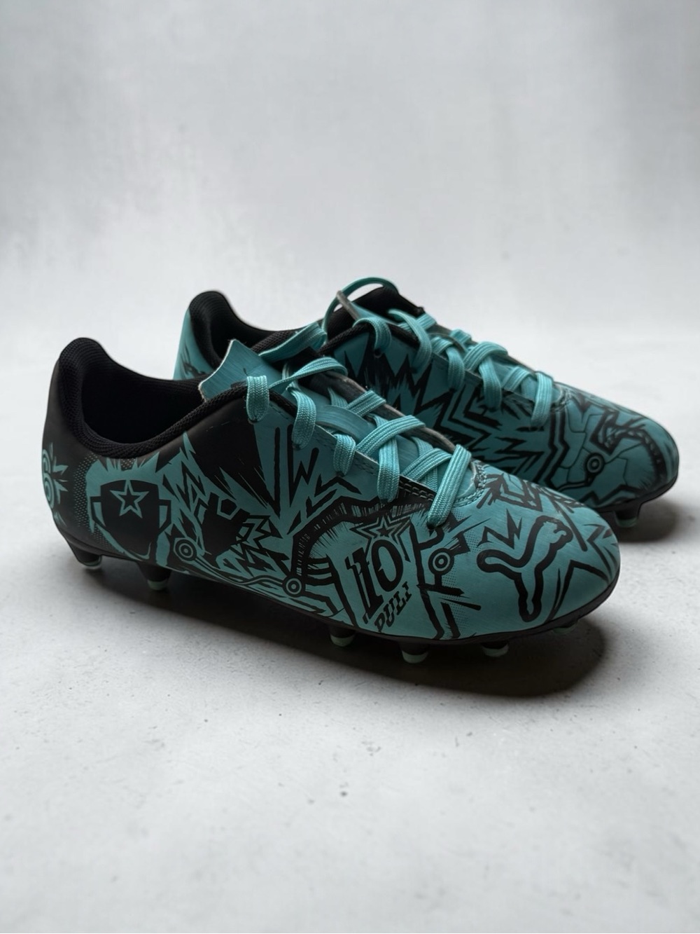 Puma Kids Teal and Black Soccer Cleats